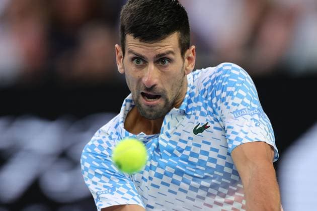 Novak Djokovic of Serbia in action against Stefanos Tsitsipas of Greece during the Men™s Final match, Day 14 at the Australian Open Tennis 2023 at Rod Laver Arena, Melbourne, Australia on 29 January 2023. Copyright: xPeterxDovganx 34782835