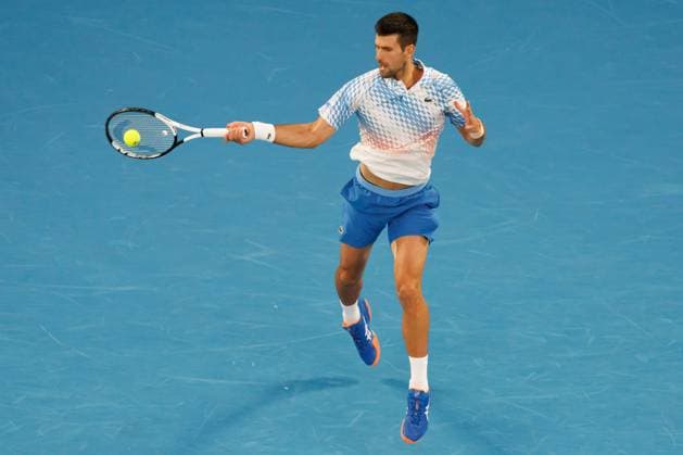 January 29, 2023: 4th seed NOVAK DJOKOVIC of Serbia in action against 3rd seed STEFANOS TSITSIPAS of Greece on Rod Laver Arena in the Men s Singles Final match on day 14 of the 2023 Australian Open in Melbourne, Australia. Cal Media USA - ZUMAc04_ 20230129_zaf_c04_003 Copyright: xSydneyxLowx
