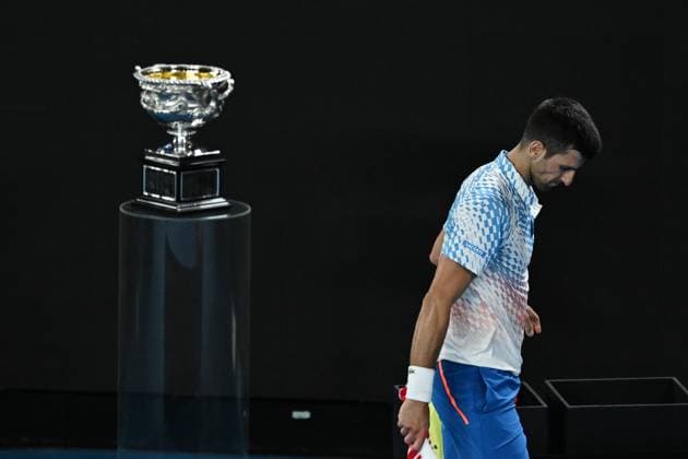 TENNIS AUSTRALIAN OPEN, Novak Djokovic of Serbia during the Men?s Singles Final against Stefanos Tsitsipas of Greece at the 2023 Australian Open tennis tournament at Melbourne Park in Melbourne, Sunday, January 29, 2023. ( NO ARCHIVING, EDITORIAL USE ONLY, NO USE IN BOOKS WITHOUT CONSENT MELBOURNE VICTORIA AUSTRALIA  Copyright: xLUKASxCOCHx 20230129001757893909