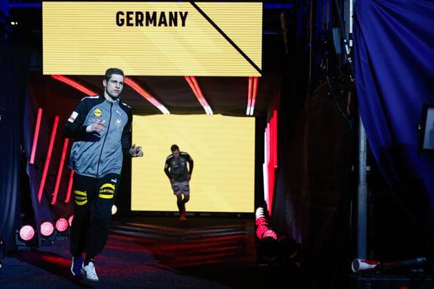 Handball I Herren I Weltmeisterschaft 2023 I Spiel um Platz 5 I Deutschland - Norwegen I 29.01.2023 Joel Birlehm (41, Deutschland) während der Einlaufzeremonie Stockholm Tele 2 Arena Schweden Copyright: xLobecax xIngridxAnderson-Jensenx