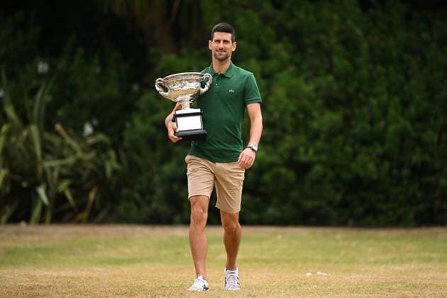 TENNIS AUSTRALIAN OPEN MENS SINGLES WINNER, Novak Djokovic of Serbia arrives to pose for a photograph with the Norman Brooks Challenge Cup following his win in the men?s singles final in the 2023 Australian Open tennis tournament, at Government House in Melbourne, Monday, January 30, 2023. ( NO ARCHIVING, EDITORIAL USE ONLY, NO USE IN BOOKS WITHOUT CONSENT MELBOURNE VICTORIA AUSTRALIA  Copyright: xJAMESxROSSx 20230130001758156548