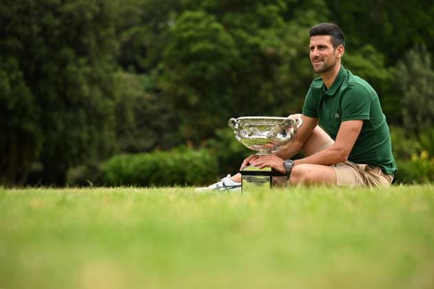 TENNIS AUSTRALIAN OPEN MENS SINGLES WINNER, Novak Djokovic of Serbia poses for a photograph with the Norman Brooks Challenge Cup following his win in the men?s singles final in the 2023 Australian Open tennis tournament, at Government House in Melbourne, Monday, January 30, 2023. ( NO ARCHIVING, EDITORIAL USE ONLY, NO USE IN BOOKS WITHOUT CONSENT MELBOURNE VICTORIA AUSTRALIA  Copyright: xJAMESxROSSx 20230130001758159413