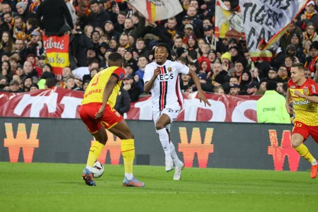 Khephren Thuram (Nice) lors du match RC Lens - OGC Nice, stade Bollaert-Delelis, 1er fÃ vrier 2023 FOOTBALL : RC Lens vs OGC Nice - Ligue 1 Uber Eats - 01 02 2023 LaurentSanson Panoramic 