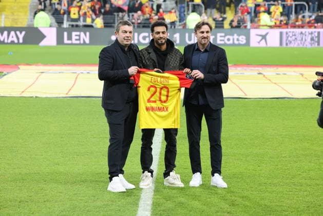 Presentation Angelo Fulgini lors du match RC Lens - OGC Nice, stade Bollaert-Delelis, 1er fÃ vrier 2023 FOOTBALL : RC Lens vs OGC Nice - Ligue 1 Uber Eats - 01 02 2023 LaurentSanson Panoramic 