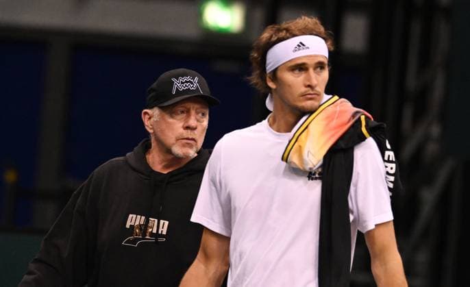 Bilder des Jahres 2023, Sport 02 Februar Sport Themen der Woche KW05 Sport Bilder des Tages 2023 Davis Cup Qualifiers Trier , Germany Germany vs Switzerland Alexander Zverev (GER) , Boris Becker (GER) *** 2023 Davis Cup Qualifiers Trier , Germany Germany vs Switzerland Alexander Zverev GER , Boris Becker GER