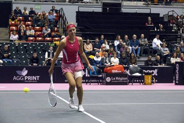 La joueuse de tennis belge Maryna Zanevska lors de son match en quart de finale face Ã la russe Anastasia Potapova - Open 6eme sens Immobilier MÃ tropole de Lyon 2023, tournoi de tennis fÃ minin WTA, Tennis Damen 250 de Caroline Garcia, Lyon 03 02 2022 - TENNIS : Open 6eme Sens Immobilier Lyon Metropole - 03 02 2023 SandrineThesillat Panoramic 