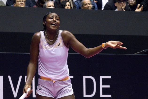 La joueuse de tennis amÃ ricaine Alycia Parks remporte son match face Ã la Maryna Zanevska et atteint sa premiere finale - Open 6eme sens Immobilier MÃ tropole de Lyon 2023, tournoi de tennis fÃ minin WTA, Tennis Damen 250 de Caroline Garcia, Lyon 04 02 2022 - TENNIS : Open 6eme Sens Immobilier Lyon Metropole - 04 02 2023 SandrineThesillat Panoramic 