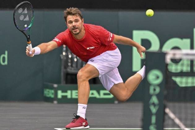 Stan Wawrinka SUI 04.02.2023 Tennis Davis Cup Deutschland vs Schweiz , Arena Trier, Trier, DFB DFL REGULATIONS PROHIBIT ANY USE OF PHOTOGRAPHS AS IMAGE SEQUENCES AND OR QUASI-VIDEO Rheinland-Pfalz Germany