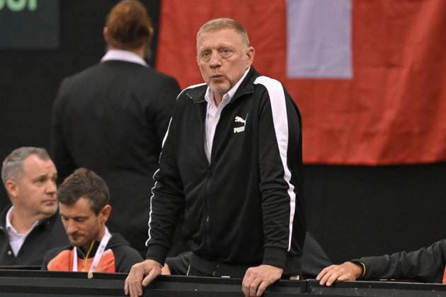 Boris Becker unzufrieden enttäuscht enttaeuscht niedergeschlagen frustriert, 04.02.2023 Tennis Davis Cup Deutschland vs Schweiz , Arena Trier, Trier, DFB DFL REGULATIONS PROHIBIT ANY USE OF PHOTOGRAPHS AS IMAGE SEQUENCES AND OR QUASI-VIDEO Rheinland-Pfalz Germany