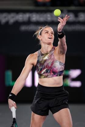 TENNIS - WTA, Tennis Damen Upper Austria Ladies Linz LINZ,AUSTRIA,07.FEB.23 - TENNIS - WTA Tour, Upper Austria Ladies Linz. Image shows Maria Sakkari (GRE).  GEPAxpictures xManfredxBinder