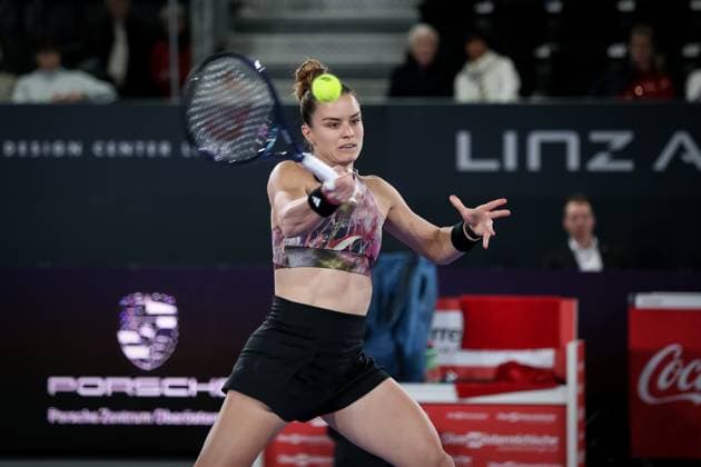 TENNIS - WTA, Tennis Damen Upper Austria Ladies Linz LINZ,AUSTRIA,07.FEB.23 - TENNIS - WTA Tour, Upper Austria Ladies Linz. Image shows Maria Sakkari (GRE).  GEPAxpictures xManfredxBinder