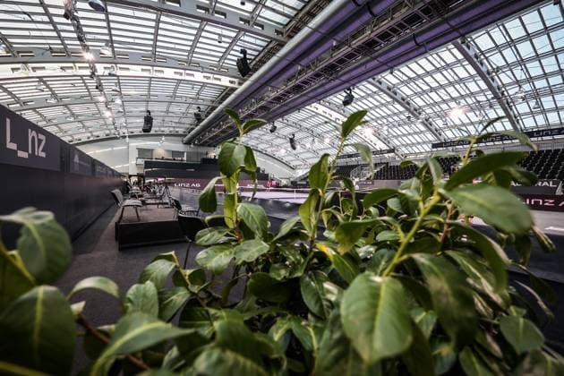TENNIS - WTA, Tennis Damen Upper Austria Ladies Linz LINZ,AUSTRIA,08.FEB.23 - TENNIS - WTA Tour, Upper Austria Ladies Linz. Image shows an overview of the center court.  GEPAxpictures xManfredxBinder