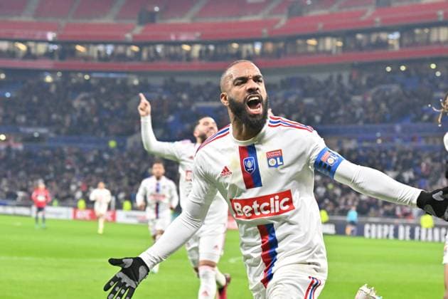 Joie de Alexandre Lacazette (lyon) FOOTBALL: Olympique Lyonnais vs Lille Olympique Sporting Club - 8e Coupe de France - 08 02 2023 FredericChambert Panoramic 