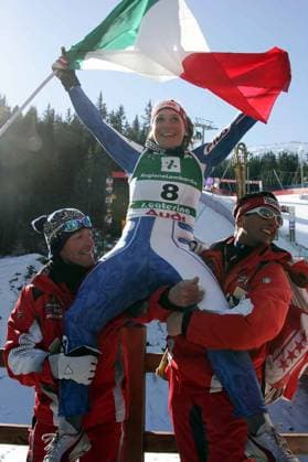 Orlandi Lapresse 06 FEBBRAIO 2005 BORMIO MONDIALI - DISCESA LIBERA SANTA CATERINA PRIMA KOSTELIC JANICA _ SECONDA FANCHINI ELENA _ TERZA RENATE GOETSCHL - Foto(Orlandi)  Copyright: xCARLOxORLANDIx