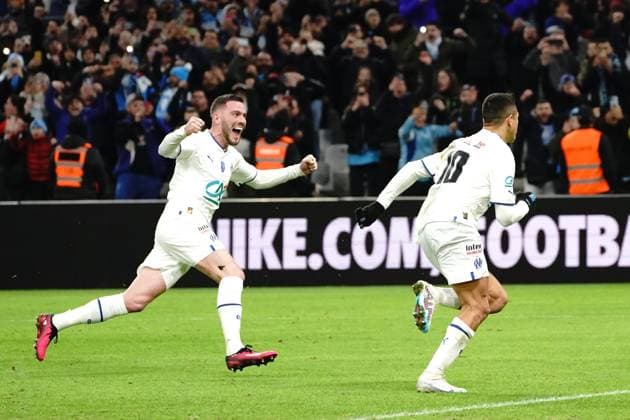 joie - Alexis Sanchez (Olympique de Marseille) - Jordan Veretout (Olympique de Marseille) FOOTBALL : Olympique de Marseille vs PSG - Coupe de France - 8eme de finale - Marseille - 08 02 2023 NorbertScanella Panoramic 