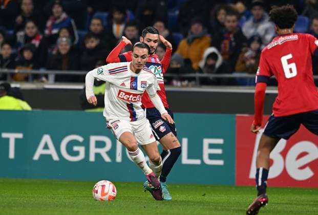 Maxence Caqueret (lyon) FOOTBALL: Olympique Lyonnais vs Lille Olympique Sporting Club - 8e Coupe de France - 08 02 2023 FredericChambert Panoramic 
