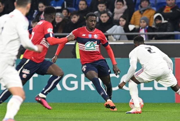 Timothy Weah (lille) FOOTBALL: Olympique Lyonnais vs Lille Olympique Sporting Club - 8e Coupe de France - 08 02 2023 FredericChambert Panoramic 