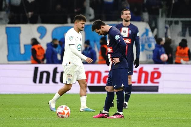 deception - Lionel Messi (PSG) FOOTBALL : Olympique de Marseille vs PSG - Coupe de France - 8eme de finale - Marseille - 08 02 2023 NorbertScanella Panoramic 
