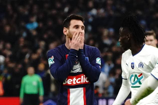 deception - Lionel Messi (PSG) FOOTBALL : Olympique de Marseille vs PSG - Coupe de France - 8eme de finale - Marseille - 08 02 2023 NorbertScanella Panoramic 