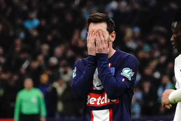 deception - Lionel Messi (PSG) FOOTBALL : Olympique de Marseille vs PSG - Coupe de France - 8eme de finale - Marseille - 08 02 2023 NorbertScanella Panoramic 