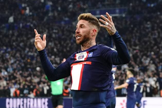 Deception - Sergio Ramos (PSG) FOOTBALL : Olympique de Marseille vs PSG - Coupe de France - 8eme de finale - Marseille - 08 02 2023 NorbertScanella Panoramic 