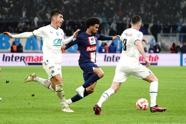 Warren ZaÃ¯re Emery (PSG) FOOTBALL : Olympique de Marseille vs PSG - Coupe de France - 8eme de finale - Marseille - 08 02 2023 NorbertScanella Panoramic 