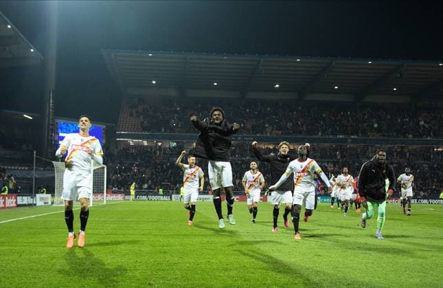 Joie des joueurs de Lens en fin de match apres sa victoire - FOOTBALL : Lorient vs Lens - Coupe de France - 09 02 2023 FedericoPestellini Panoramic 
