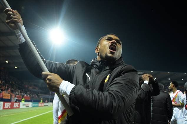 Joie des joueurs de Lens en fin de match apres sa victoire - I Openda ( 11 - Lens ) - FOOTBALL : Lorient vs Lens - Coupe de France - 09 02 2023 FedericoPestellini Panoramic 