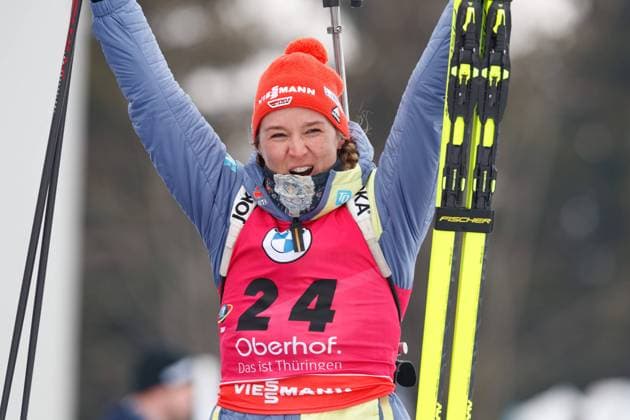 Bilder des Jahres 2023, Sport 02 Februar Sport Themen der Woche KW06 Sport Bilder des Tages Denise Herrmann-Wick (GER, Deutschland); Siegerin, Erstplatzierte, Goldmedaille, gold medal; Jubel, celebration, 2 10 2023, Oberhof (Deutschland), IBU World Championships Biathlon Oberhof 2023 xprx