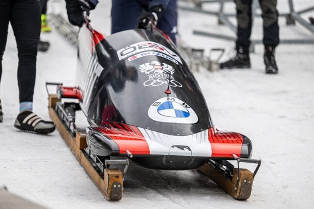 BOBSLEIGH - IBSF WC Innsbruck INNSBRUCK,AUSTRIA,11.FEB.23 - BOBSLEIGH - IBSF World Cup, monobob, ladies. Image shows a feature with the bob of Lea Haslwanter (AUT).  GEPAxpictures xDanielxSchoenherr