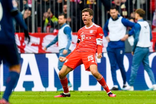 Sport Bilder des Tages GER, DFB, FC Bayern Muenchen vs. VFL Bochum 11.02.2023, Allianz Arena, Muenchen, GER, DFB, FC Bayern Muenchen vs. VFL Bochum, im Bild Jubel nach dem Tor zum 1-0 durch Thomas Müller Mueller (FC Bayern 25)