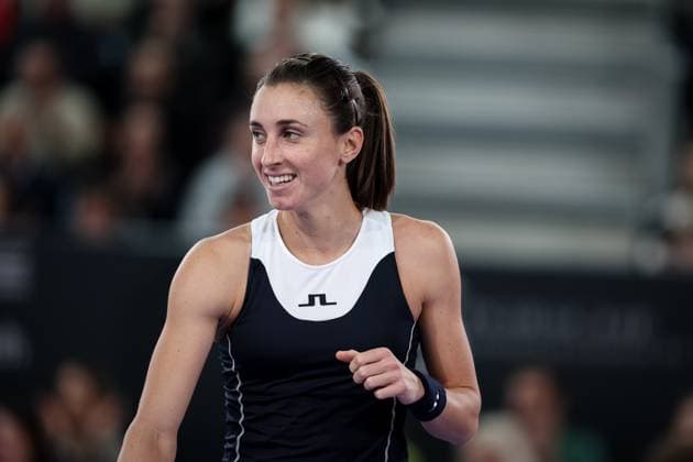 TENNIS - WTA, Tennis Damen Upper Austria Ladies Linz LINZ,AUSTRIA,12.FEB.23 - TENNIS - WTA Tour, Upper Austria Ladies Linz. Image shows the rejoicing of Petra Martic (CRO).  GEPAxpictures xManfredxBinder