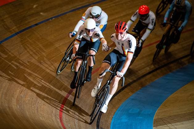 KLUGE Roger, REINHARDT Theo: UEC Track cycling, Rad, Radsport, Bahnrad, Bahn European Championships Grenchen 2023 KLUGE Roger - REINHARDT Theo ( GER ) Germany Querformat - quer - horizontal - Landscape - Event Veranstaltung: UEC Track Cycling European Championships 2023 - Grenchen - Category Kategorie: Cycling - Track Cycling European Championships - Location Ort: Europe Switzerland - Grenchen - Tissot Velodrome - Discipline: Madison - Elite Men - Distance: 50 km - Date Datum: 12.02.2023 Sunday Day 5 -