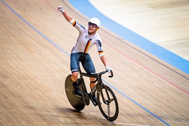 REINHARDT Theo: UEC Track cycling, Rad, Radsport, Bahnrad, Bahn European Championships Grenchen 2023 REINHARDT Theo ( GER ) Germany Querformat - quer - horizontal - Landscape - Event Veranstaltung: UEC Track Cycling European Championships 2023 - Grenchen - Category Kategorie: Cycling - Track Cycling European Championships - Location Ort: Europe Switzerland - Grenchen - Tissot Velodrome - Discipline: Madison - Elite Men - Distance: 50 km - Date Datum: 12.02.2023 Sunday Day 5 -
