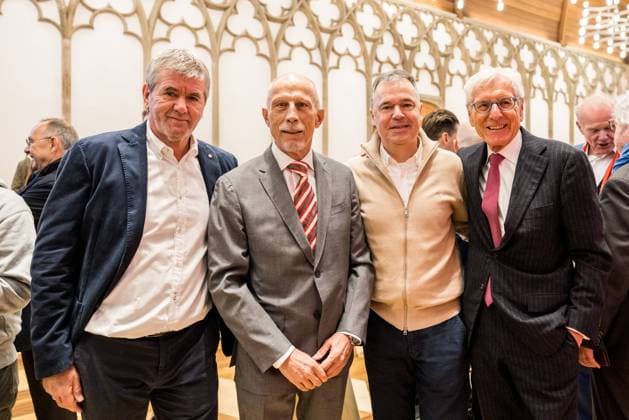 Sport Bilder des Tages 75 Jahre 1. FC Koeln - Eintragung ins Goldene Buch der Stadt; 13.02.2023 Friedhelm Funkel, Christoph Daum, Andreas Rettich, Friedrich Neukirch 75 Jahre 1. FC Koeln - Eintragung ins Goldene Buch der Stadt, Koeln, Rathaus *** 75 years 1 FC Koeln Entry in the Golden Book of the City 13 02 2023 Friedhelm Funkel, Christoph Daum, Andreas Rettich, Friedrich Neukirch 75 years 1 FC Koeln Entry in the Golden Book of the City, Koeln, City Hall Copyright: xBEAUTIFULxSPORTS Wunderlx