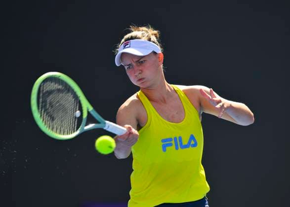 WTA, Tennis Damen Qatar TotalEnergies Open 2023 Barbora Krejcikova of Czech Republic during practice ahead of the WTA Qatar TotalEnergies Open tennis tournament at the Khalifa International Tennis Complex in Doha, Qatar, 13 February 2023 DOHA Qatar  Copyright: xNoushadxThekkayilx originalFilename:varittyakkal-wtaqatar230213_np6vX.jpg
