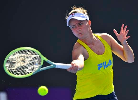 WTA, Tennis Damen Qatar TotalEnergies Open 2023 Barbora Krejcikova of Czech Republic during practice ahead of the WTA Qatar TotalEnergies Open tennis tournament at the Khalifa International Tennis Complex in Doha, Qatar, 13 February 2023 DOHA Qatar  Copyright: xNoushadxThekkayilx originalFilename:varittyakkal-wtaqatar230213_npXC4.jpg