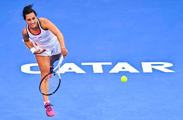 WTA, Tennis Damen Qatar TotalEnergies Open 2023 Martina Trevisan of Italy in action against Karolina Muchova of Czech Republic at the WTA Qatar TotalEnergies Open tennis tournament at the Khalifa International Tennis Complex in Doha, Qatar, 13 February 2023 DOHA Qatar  Copyright: xNoushadxThekkayilx originalFilename:varittyakkal-wtaqatar230213_npFAx.jpg