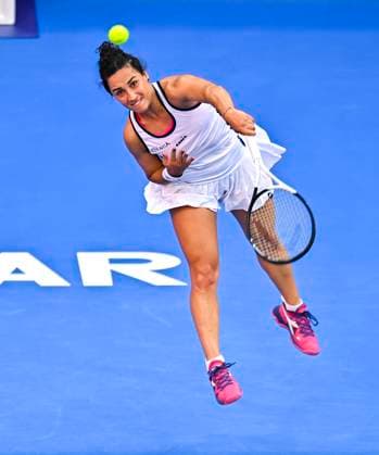 WTA, Tennis Damen Qatar TotalEnergies Open 2023 Martina Trevisan of Italy in action against Karolina Muchova of Czech Republic at the WTA Qatar TotalEnergies Open tennis tournament at the Khalifa International Tennis Complex in Doha, Qatar, 13 February 2023 DOHA Qatar  Copyright: xNoushadxThekkayilx originalFilename:varittyakkal-wtaqatar230213_np9Od.jpg