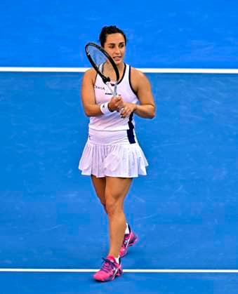 WTA, Tennis Damen Qatar TotalEnergies Open 2023 Martina Trevisan of Italy react against Karolina Muchova of Czech Republic at the WTA Qatar TotalEnergies Open tennis tournament at the Khalifa International Tennis Complex in Doha, Qatar, 13 February 2023 DOHA Qatar  Copyright: xNoushadxThekkayilx originalFilename:varittyakkal-wtaqatar230213_npD7Y.jpg
