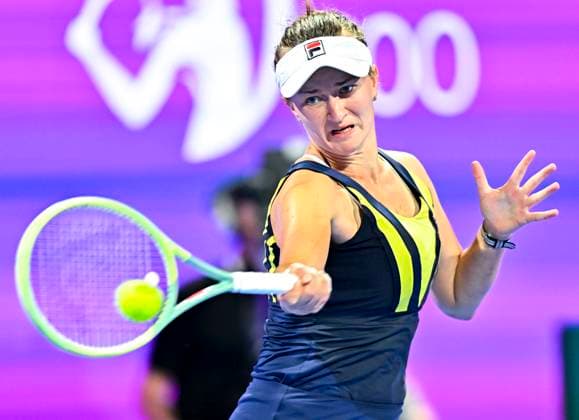 WTA, Tennis Damen Qatar TotalEnergies Open 2023 Barbora Krejcikova of Czech Republic in action against Veronika Kudermetova of Russia at the WTA Qatar TotalEnergies Open tennis tournament at the Khalifa International Tennis Complex in Doha, Qatar, 13 February 2023 DOHA Qatar  Copyright: xNoushadxThekkayilx originalFilename:varittyakkal-wtaqatar230213_npJEs.jpg