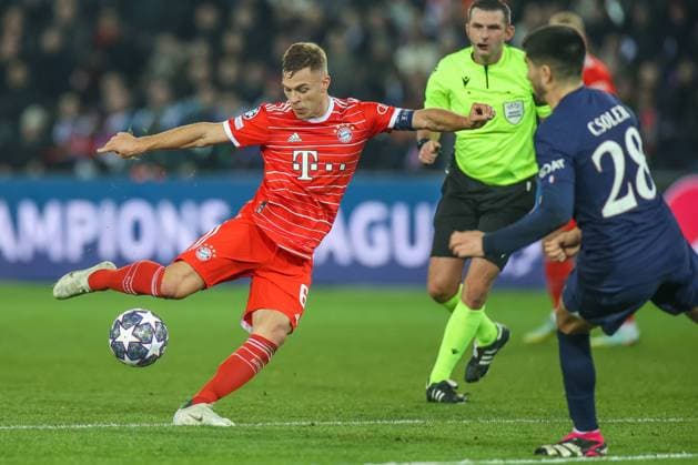 14.02.2023, Fussball, Saison 2022 2023, Champions League, Achtelfinale, Paris SG - FC Bayern München, Joshua Kimmich (FC Bayern München) Paris Parc des Princes Frankreich xRHR-FOTO TRx Copyright: TimxRehbein RHR-FOTOx RHR-FOTO TR