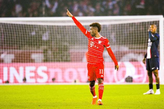 Joie des Joueurs du Bayern de Munich apres le but de Kingsley Coman (Bayern Munich) FOOTBALL : PSG vs Bayern de Munich -1 8e finale - ligue des Champions - 14 02 2023 JBAutissier Panoramic 