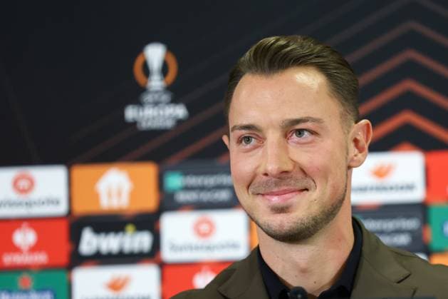 SOCCER - UEFA EL, RBS vs Roma SALZBURG,AUSTRIA,15.FEB.23 - SOCCER - UEFA Europa League, play off, Red Bull Salzburg vs AS Roma, preview, press conference, PK, Pressekonferenz RBS. Image shows head coach Matthias Jaissle (RBS).  GEPAxpictures xDavidxGeieregger