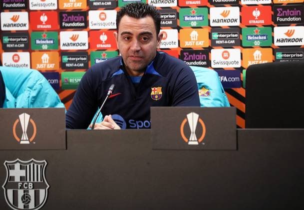 Xavi Hernandez press conference, PK, Pressekonferenz Xavi Hernandez during the press conference prior to the UEFA Europa League match against Manchester United, ManU in Barcelona, on 15th February 2023. Barcelona Barcelona Spain  Copyright: xUrbanandsportx originalFilename:urbanandsport-xavihern230215_npu6z.jpg