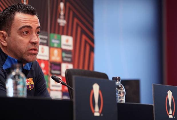 Xavi Hernandez press conference, PK, Pressekonferenz Xavi Hernandez during the press conference prior to the UEFA Europa League match against Manchester United, ManU in Barcelona, on 15th February 2023. Barcelona Barcelona Spain  Copyright: xUrbanandsportx originalFilename:urbanandsport-xavihern230215_npAat.jpg