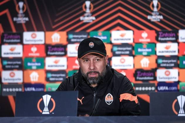 15.02.2023 Warszawa Pilka nozna UEFA Liga Europy 2022 2023 Konferencja prasowa Szachtara Donieck N z trener Igor Jovicevic Foto Adam Starszynski PressFocus 15.02.2023 Warsaw Football UEFA Europa League 2022 2023, Shakhtar Donetsk press conference, PK, Pressekonferenz trener Igor Jovicevic Credit Adam Starszynski PressFocus NEWSPIX.PL --- Newspix.pl  20230215PF_AS013