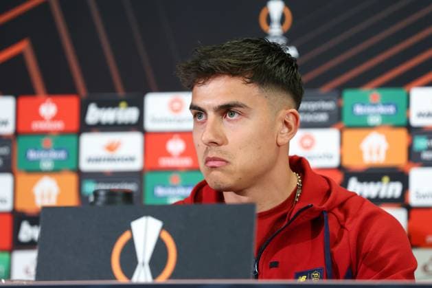 SOCCER - UEFA EL, RBS vs Roma SALZBURG,AUSTRIA,15.FEB.23 - SOCCER - UEFA Europa League, play off, Red Bull Salzburg vs AS Roma, preview, press conference, PK, Pressekonferenz Roma. Image shows Paulo Dybala (Roma).  GEPAxpictures xDavidxGeieregger