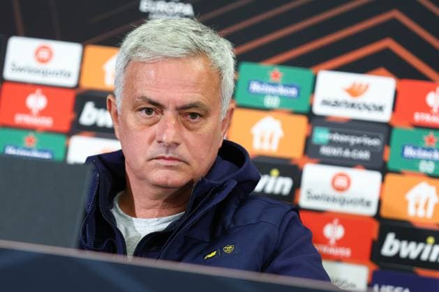 SOCCER - UEFA EL, RBS vs Roma SALZBURG,AUSTRIA,15.FEB.23 - SOCCER - UEFA Europa League, play off, Red Bull Salzburg vs AS Roma, preview, press conference, PK, Pressekonferenz Roma. Image shows head coach Jose Maurinho (Roma).  GEPAxpictures xDavidxGeieregger