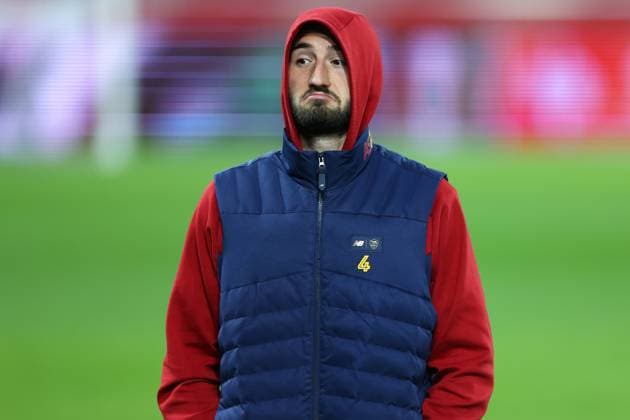 SOCCER - UEFA EL, RBS vs Roma SALZBURG,AUSTRIA,15.FEB.23 - SOCCER - UEFA Europa League, play off, Red Bull Salzburg vs AS Roma, preview, pitch walk Roma. Image shows Bryan Cristante (Roma).  GEPAxpictures xDavidxGeieregger